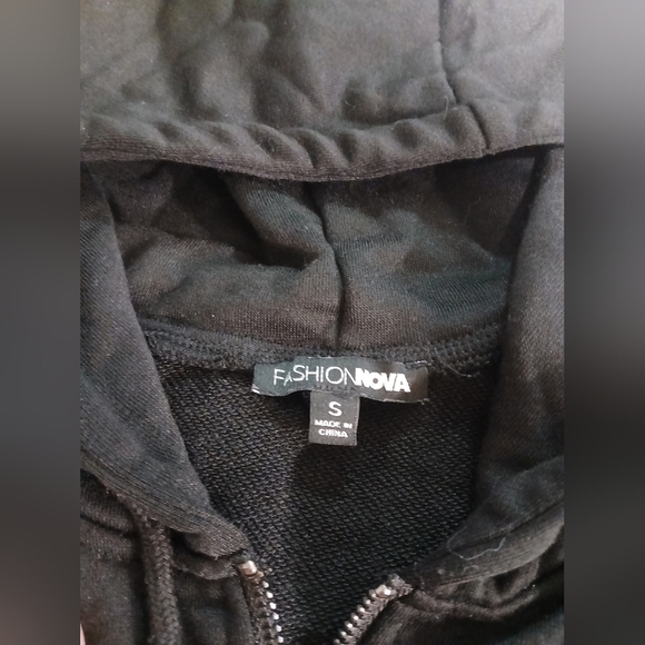 Fashion Nova Black Track Suit with White Accents - Picture 7 of 7